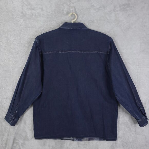 Vintage Marithe Francois Girbaud denim patchwork Button Up Shirt 3XL Long Sleeve - Picture 9 of 14